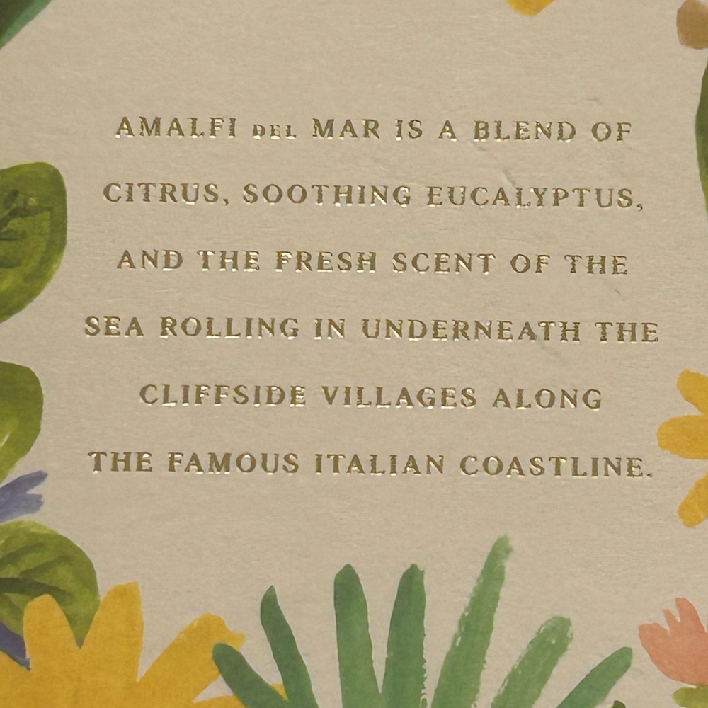 RIFLE PAPER CO AMALFI DEL MAR 9.5 OZ SOY CANDLE IN GLASS CONTAINER RETIRED. New - Picture 6 of 6